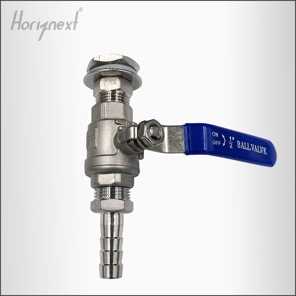 1/2 NPT Ball Valve, Weldless 304 Stainless Bulkhead for Home Brew Kettle
