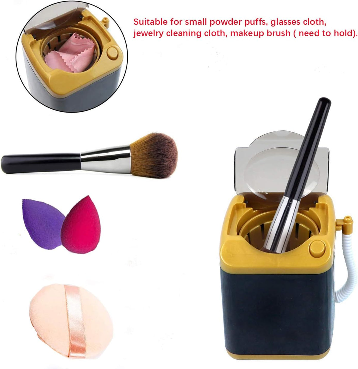 Makeup Brush Sponge Washing Machine Cleaner Device Plastic Automatic Cleaning (Black, Comes with Bucket)