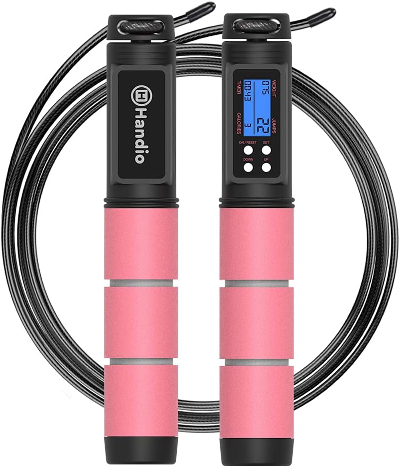Jump Rope, H Handio Jump Rope with Counter, Workout Jumping Rope with Steel Ball Bearings, Adjustable Length Speed