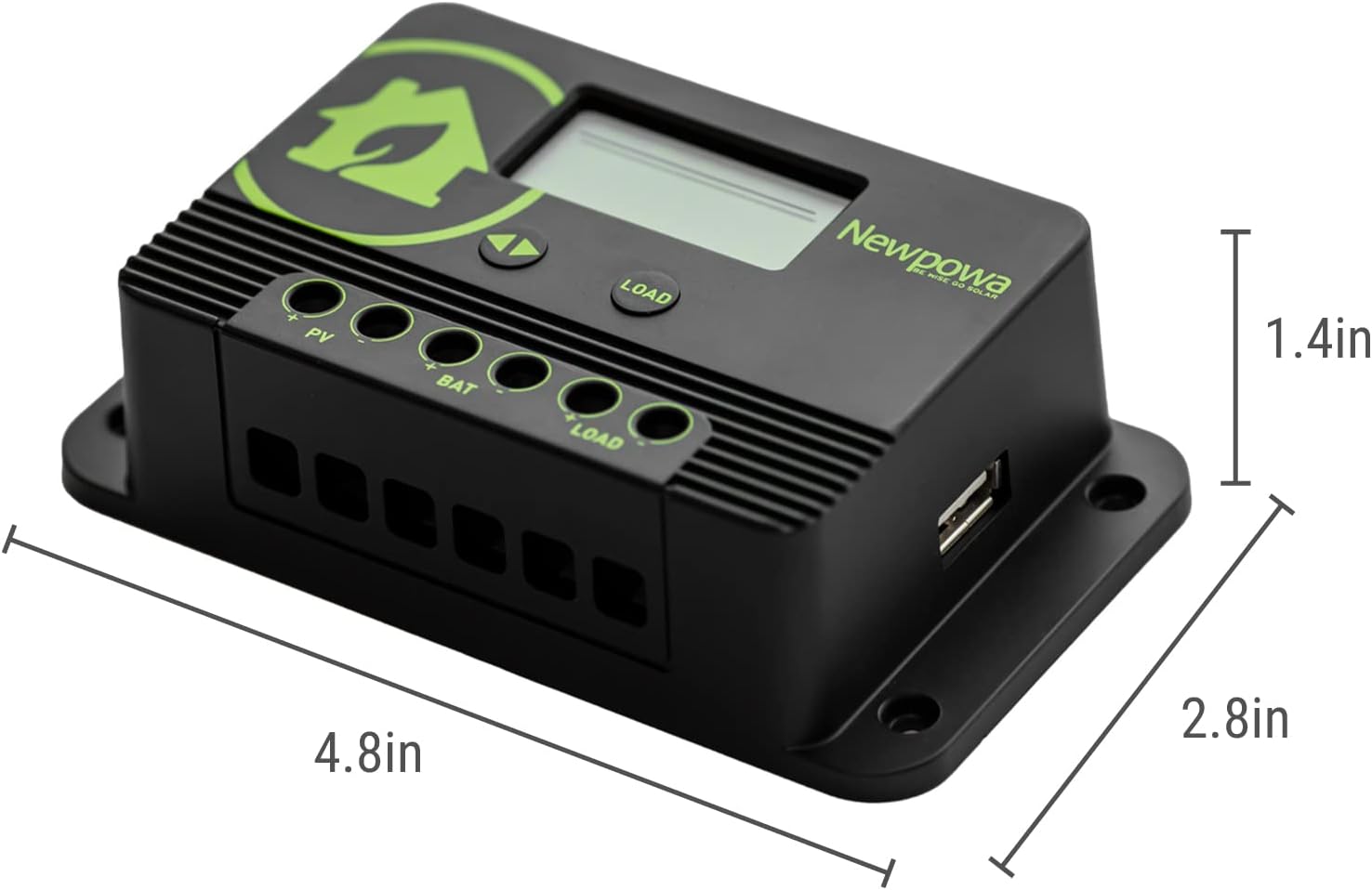 10A Solar Charge Controller - 12V/24V PWM Compact Design LCD Display Off Grid Solar Panel Adjustablefor AGM, Gel
