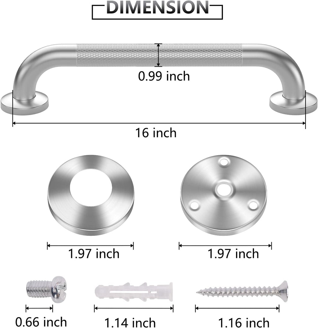 Grab Bars for Shower, 2 Pack 16 Inch Anti-Slip Safety Shower Handle for Senior, Stainless Steel Shower Grab Bars