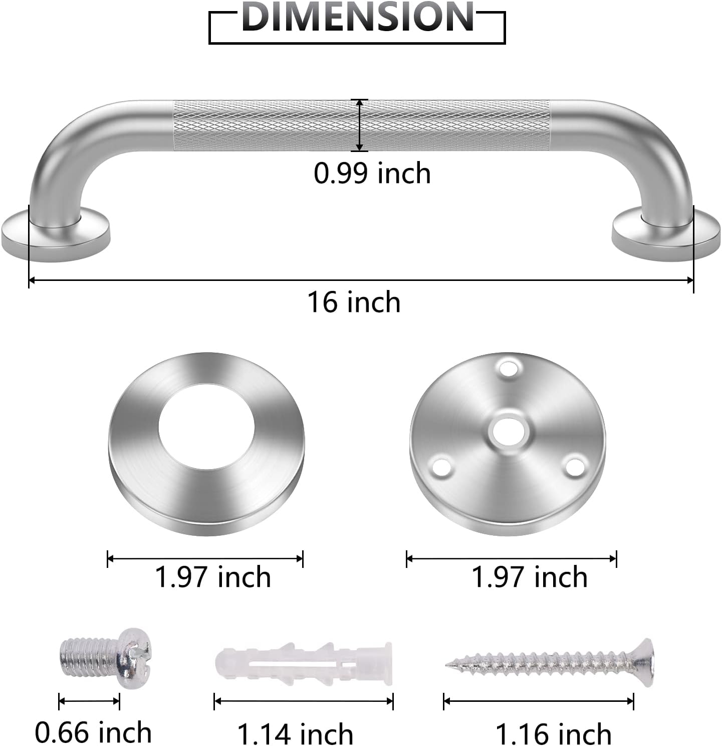 Grab Bars for Shower, 2 Pack 16 Inch Anti-Slip Safety Shower Handle for Senior, Stainless Steel Shower Grab Bars