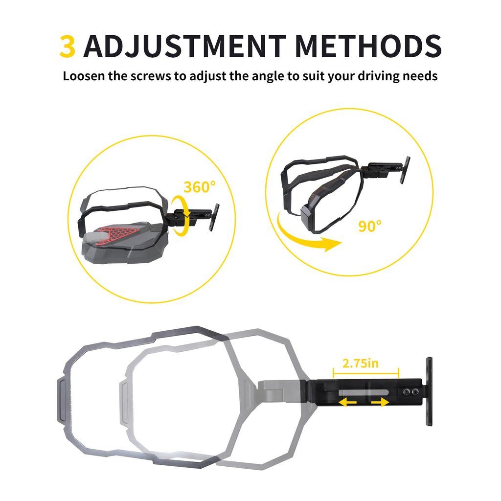 RERPRO Side Mirrors Doors Off for 2007-2018 Jeep Wrangler JK, Telescopic