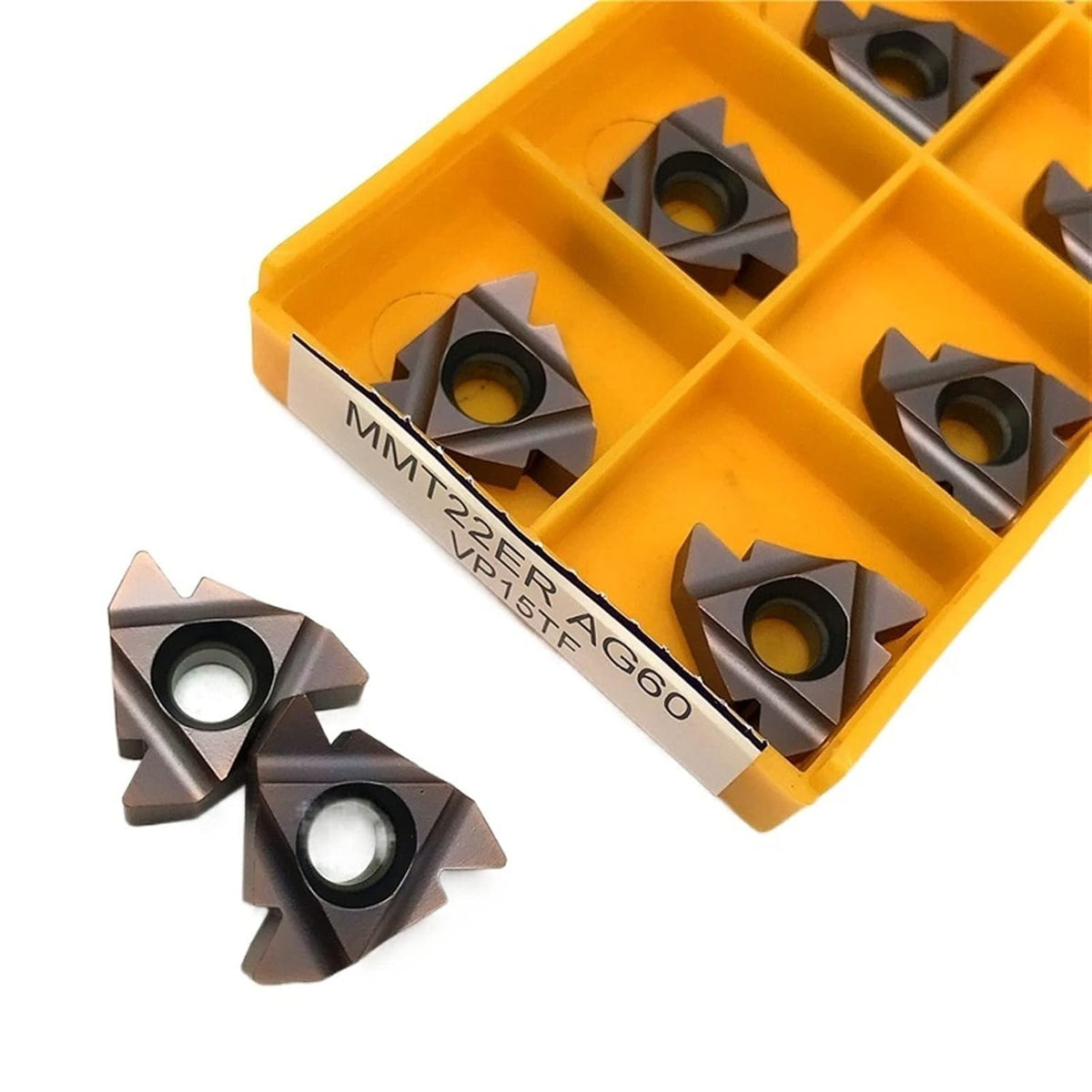 Indexable Lathe Carbide Insert 22ER AG60 6020 Thread Turning Tool Carbide Inserts Lathe Tools CNC Cutting Tool External Threading Lathe Tools(22ER AG60 15TF)