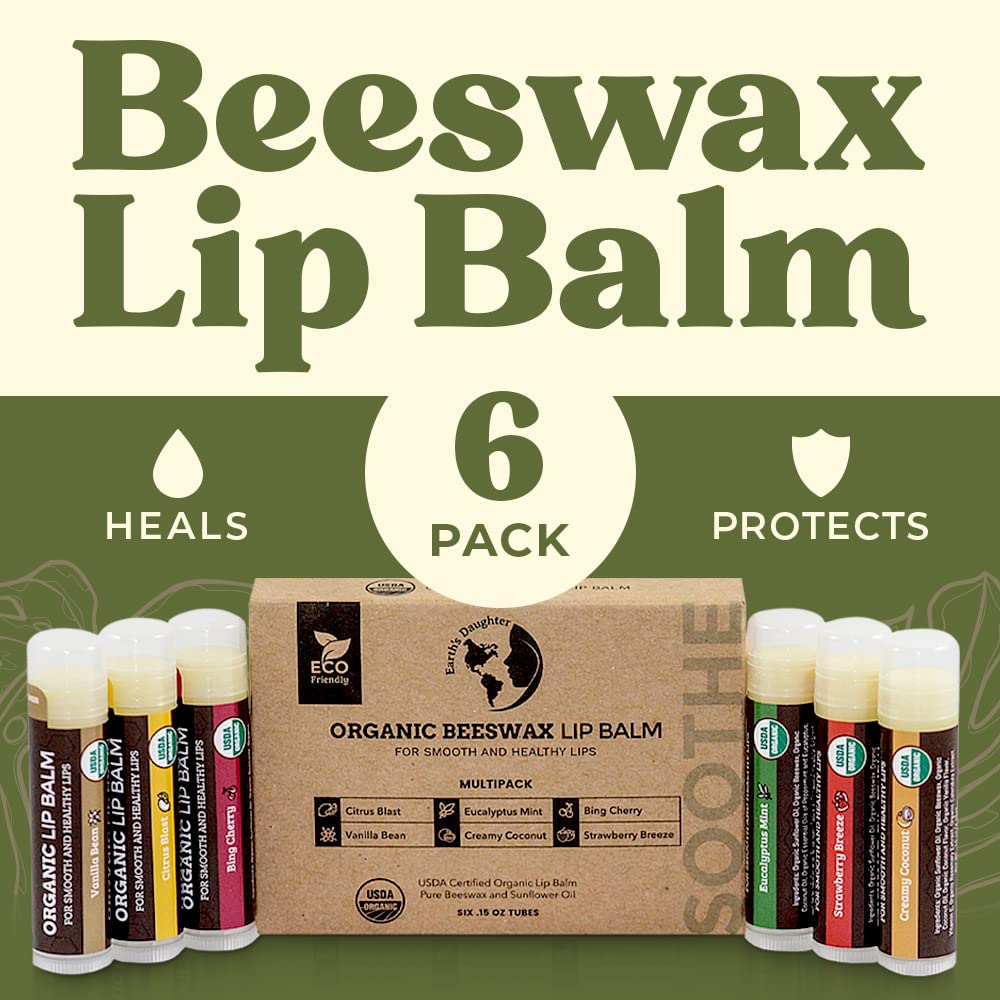 Organic Lip Balm - Moisturizing 6-Pack
