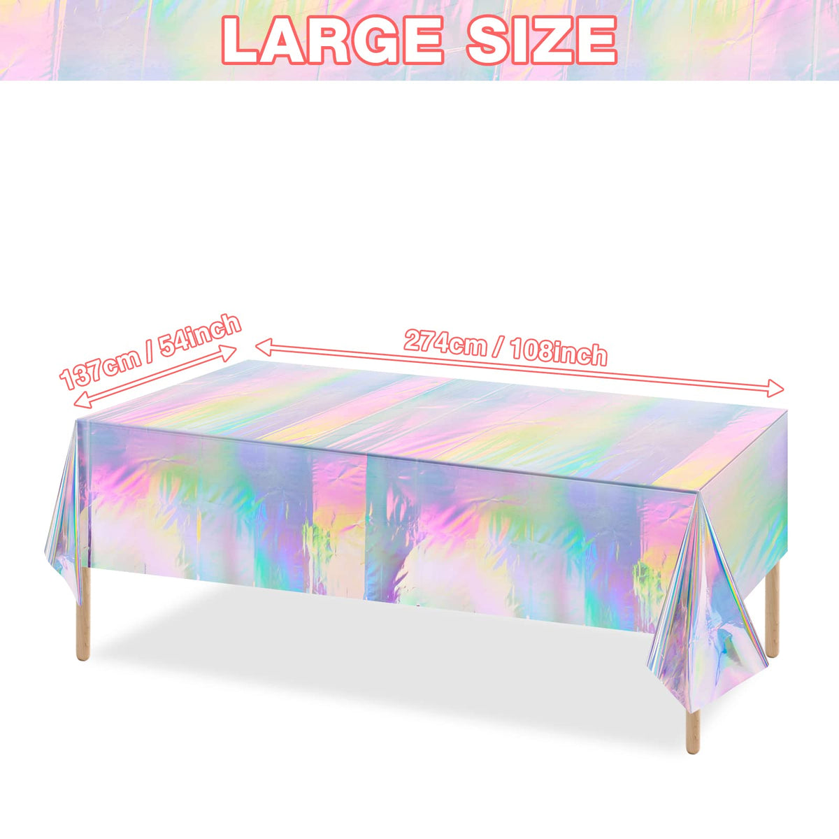 4 Pack Iridescent Plastic Tablecloths, Disposable Table Covers