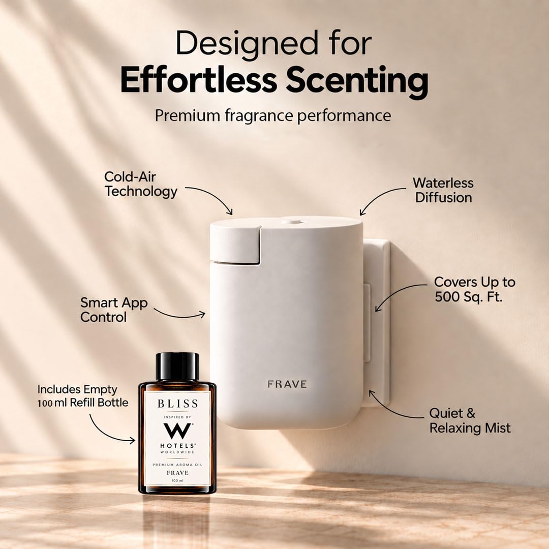 Air Lux Diffuser, Plug-in Waterless Diffuser for Essential Oil, Smart Bluetooth App Control, Covers Up to 500 sqft