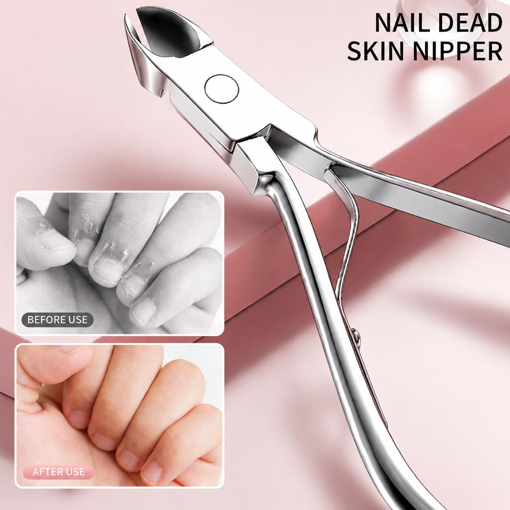 Nail Clippers Kit Manicure Pedicure Set with Holographic Case(Pink)