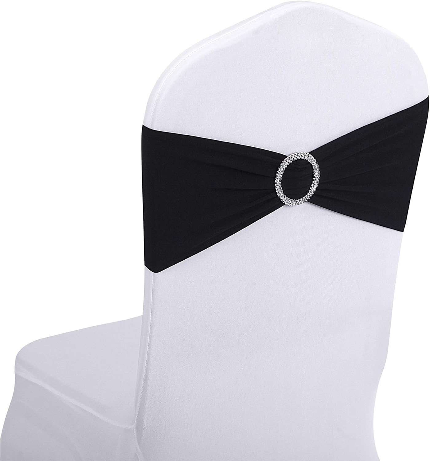 25pcs Black Spandex Chair Sashes with Buckle Slider for Wedding, Party Decoration