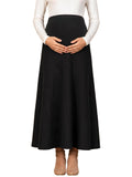 Maternity Skirt Over Belly Midi High Waist Solid Work Skirt Large Black