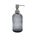 16oz Diamond Pattern Glass Soap Dispenser with Rust Resistant Pump