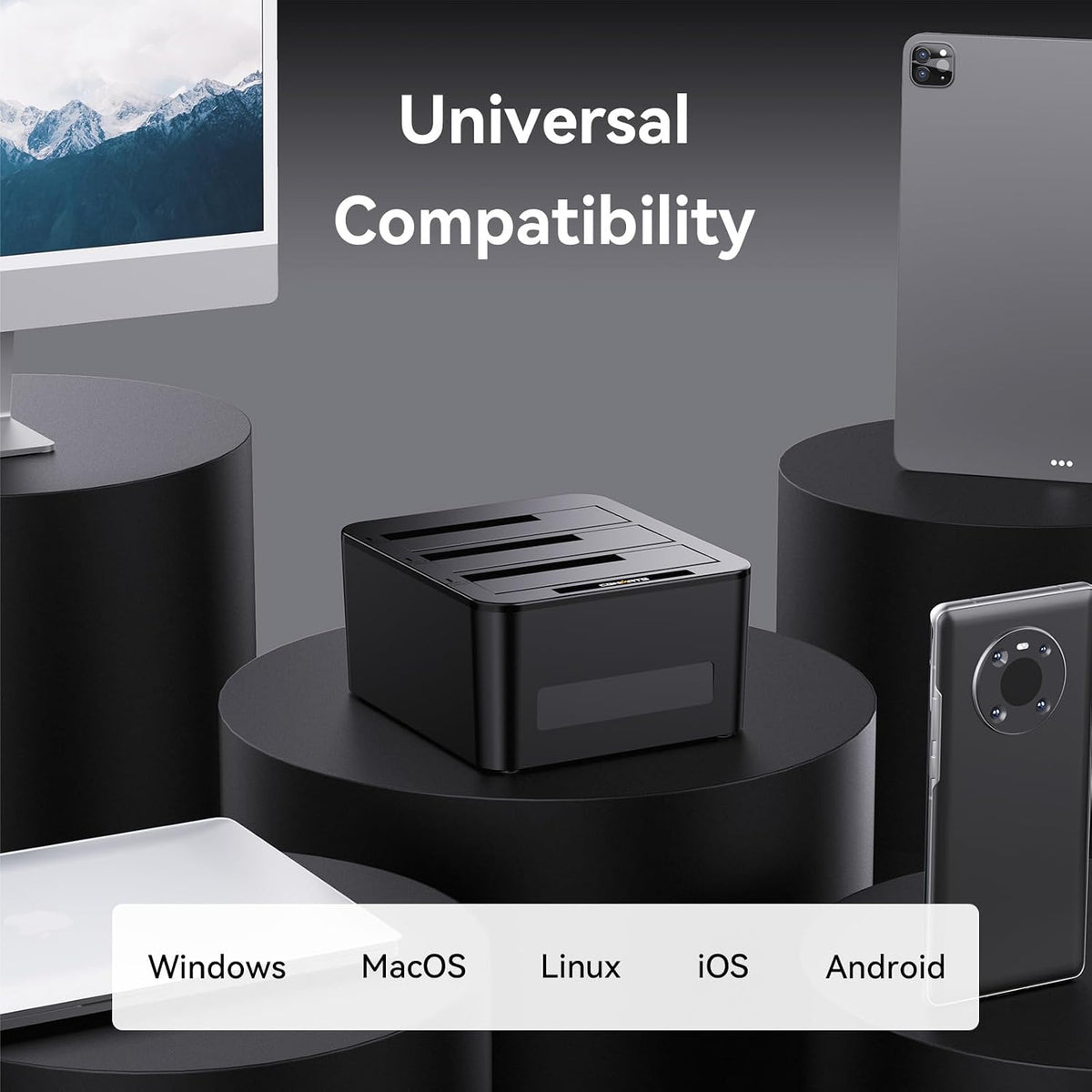 3 Bay Hard Drive Enclosure for 2.5“/3.5" SATA HDD/SSD with USB A/C 3.0, Hard Drive Enclosure Support Hot Swappable