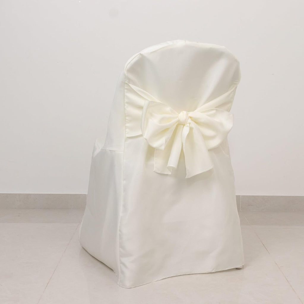 Efavormart 10 Pack Ivory Linen Polyester Folding Chair Covers for Party Dining Chairs Reusable Wedding Chair