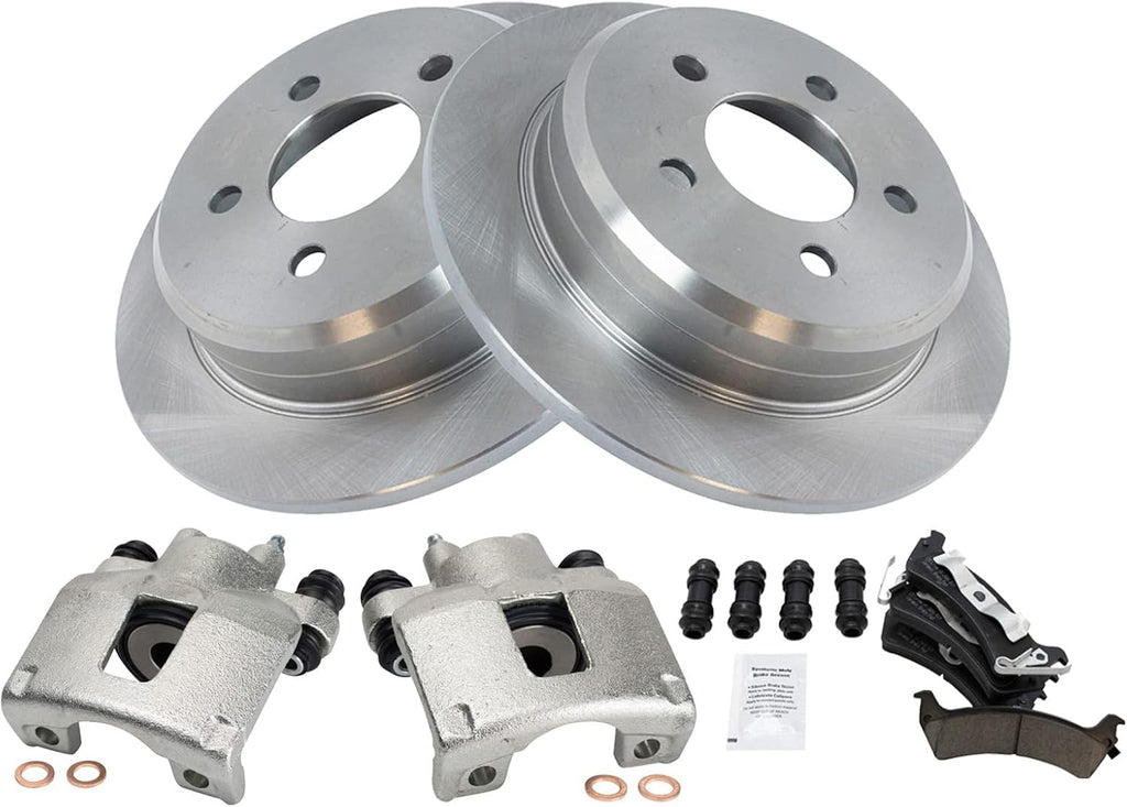 Rear Brake Pad and Rotor Set Ceramic Solid Rotors Calipers Compatible with 1995-1998 Jeep Grand Cherokee