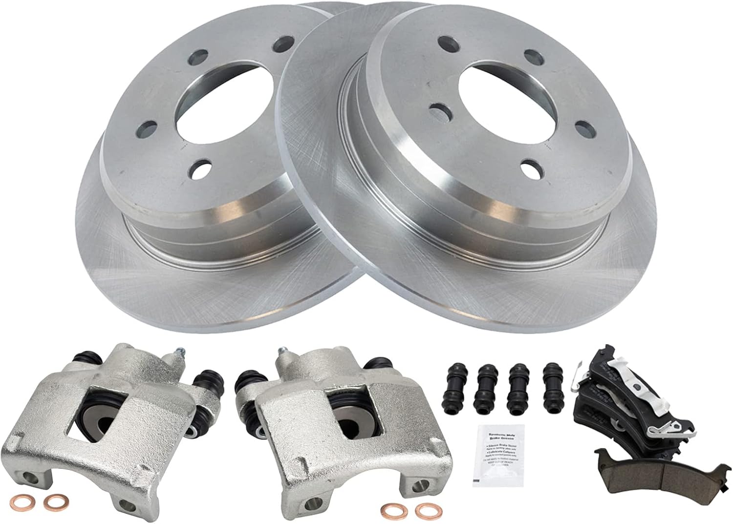 Rear Brake Pad and Rotor Set Ceramic Solid Rotors Calipers Compatible with 1995-1998 Jeep Grand Cherokee