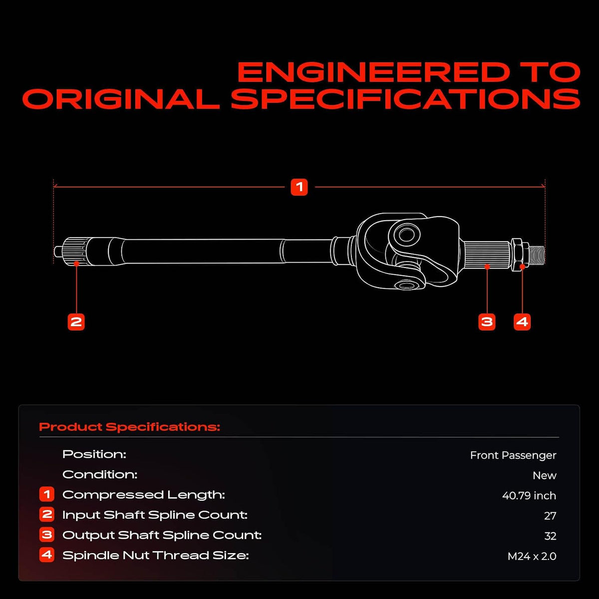 A-Premium Front Right Passenger Side CV Axle Shaft Assembly