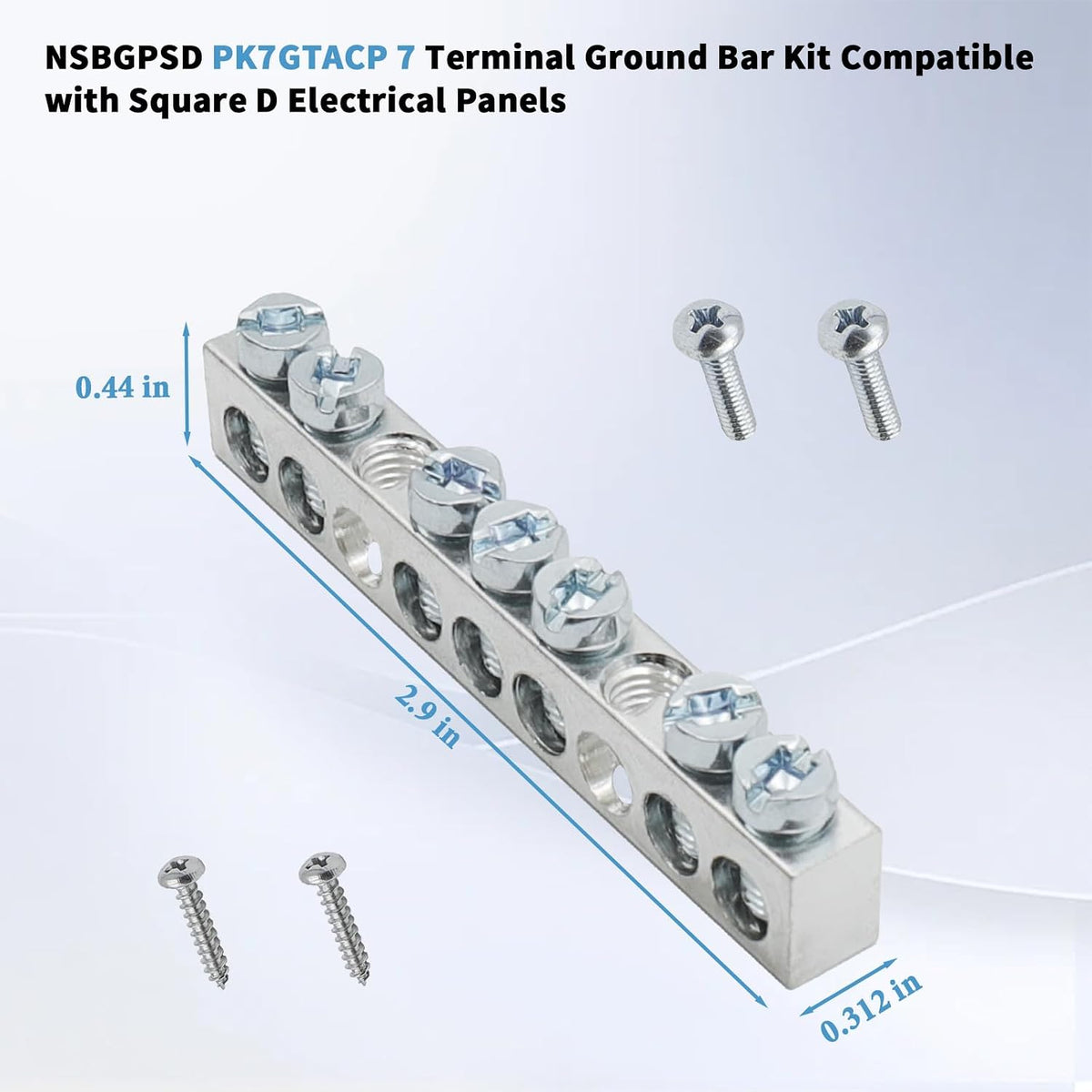 PK7GTACP 7 Terminal Ground Bar Kit for Square D Electrical Panels 1-Pack