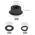 CLAHJQX 50-Set M6 Flange Nut with Flat & Lock Washers, Black