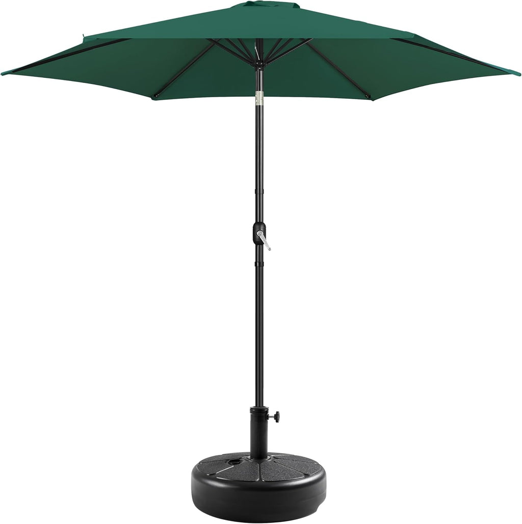 10FT Patio Umbrella with 80lb Umbrella Base Stand-Round Water & Sand Filled, Market Umbrella w/Push Button Tilt