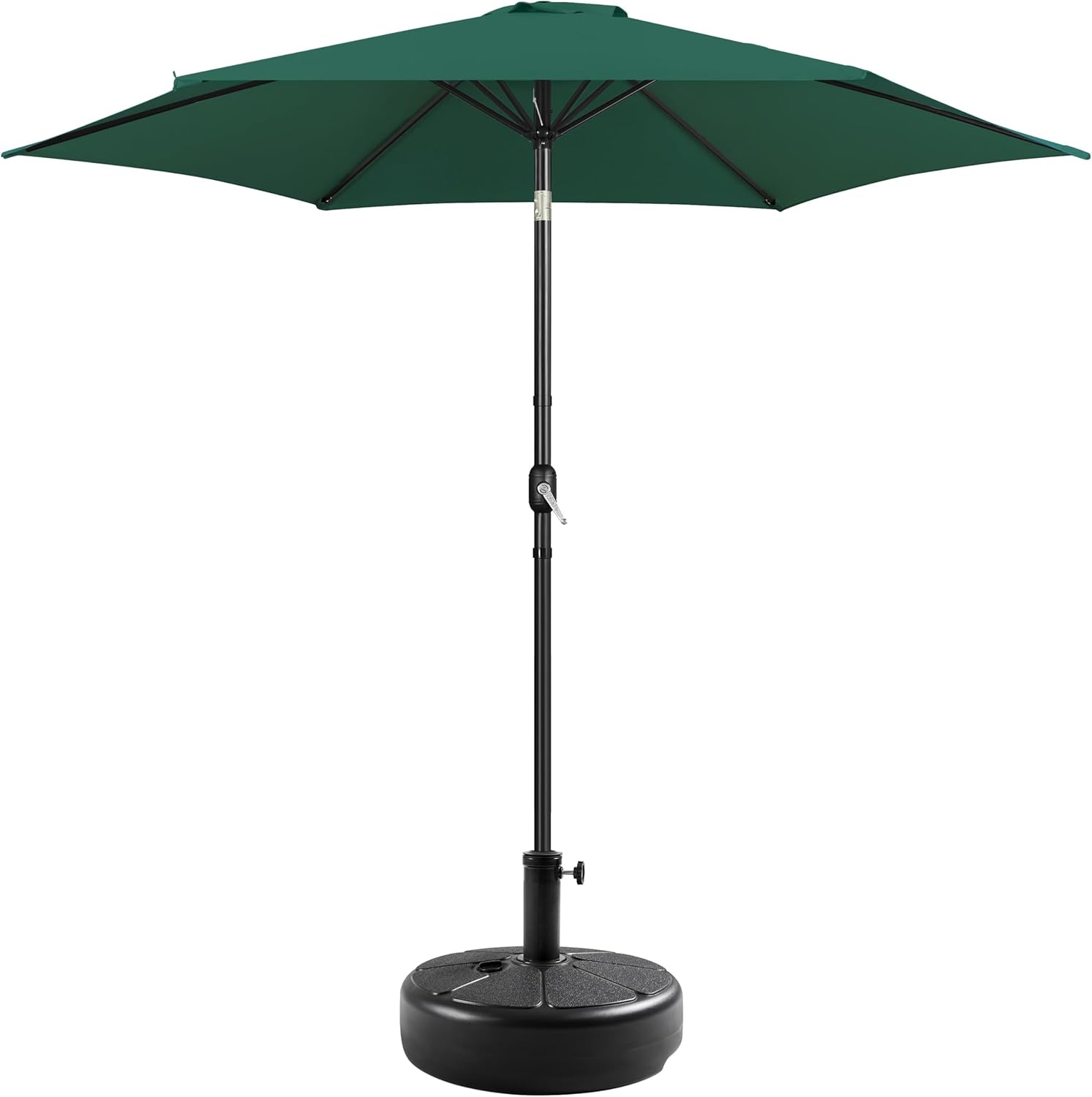10FT Patio Umbrella with 80lb Umbrella Base Stand-Round Water & Sand Filled, Market Umbrella w/Push Button Tilt