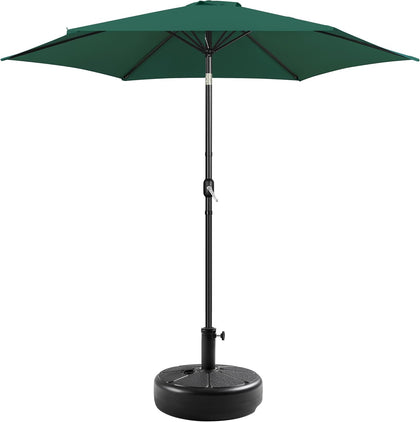 10FT Patio Umbrella with 80lb Umbrella Base Stand-Round Water & Sand Filled, Market Umbrella w/Push Button Tilt