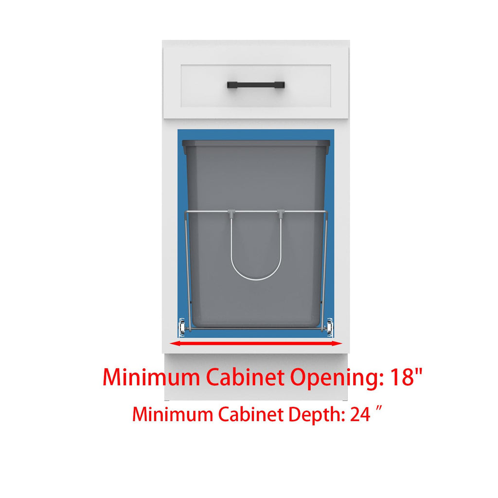 Double Pull-Out Trash Can, 35QT Under-Cabinet Kitchen Bin, Metal Frame, Grey, Fits Above 18” Opening Cabinets