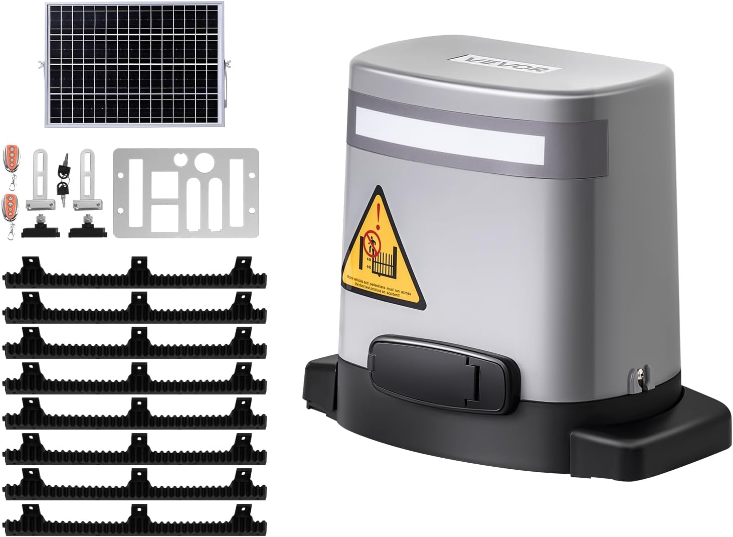 Solar Sliding Gate Opener, 280W Electric Gate Opener for Doors up to 65.6ft 1799lbs, Gear Track Rolling Fence Door