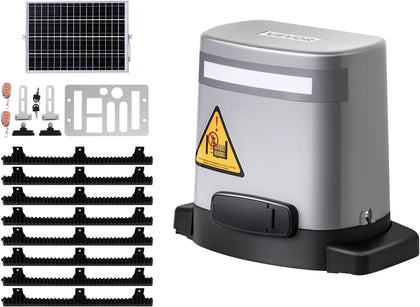Solar Sliding Gate Opener, 280W Electric Gate Opener for Doors up to 65.6ft 1799lbs, Gear Track Rolling Fence Door