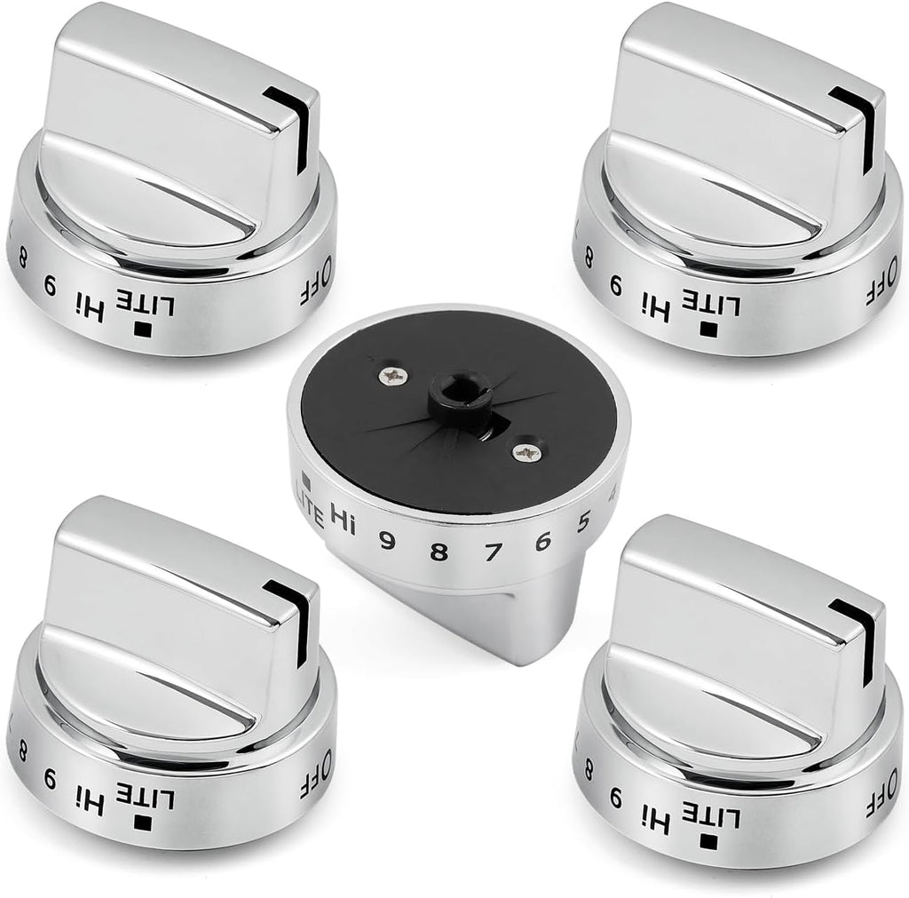 WB03X24818 KIP 5G92 Stove Knobs Cooktop Replacement Parts for GE Range Cooktop Oven Knob Adora JGB700SEJ4SS Gas Stove Top Knob JGB735SP1SS JGB700SEJ1SS Surface Burner Control Knobs 5 Pcs