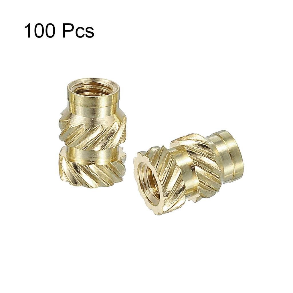 uxcell Knurled Insert Nuts, 100pcs M3 x 7mm L x 5mm OD 3D Printing Brass Nuts Female Threaded Inserts Brass Heat Set Insert Embedment Nuts