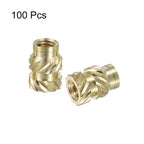 uxcell Knurled Insert Nuts, 100pcs M3 x 7mm L x 5mm OD 3D Printing Brass Nuts Female Threaded Inserts Brass Heat Set Insert Embedment Nuts