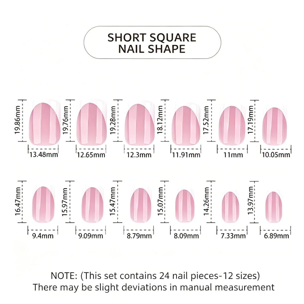 White French Tip Press on Nails Square Short Fake Nails Nature False Nails Press ons Glossy Acrylic Nails Reusable