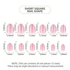 White French Tip Press on Nails Square Short Fake Nails Nature False Nails Press ons Glossy Acrylic Nails Reusable