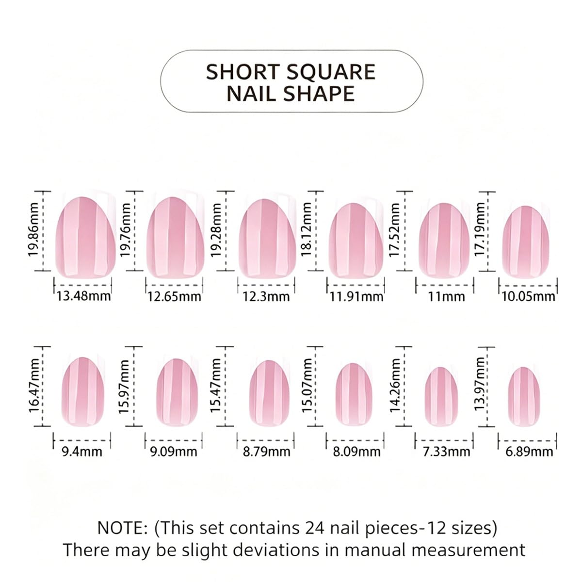 White French Tip Press on Nails Square Short Fake Nails Nature False Nails Press ons Glossy Acrylic Nails Reusable