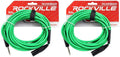 RCXMB20-G Green 20' Male REAN XLR to 1/4" TRS Cable, 2-Pack | Patch Cable, Balanced Audio, Nickel Plated, 24 AWG OFC
