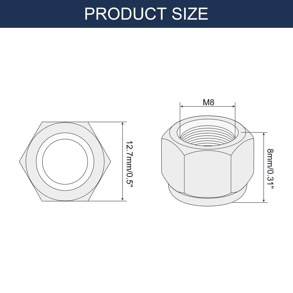 uxcell 100Pcs M8 x 1 Nylon Insert Hex Lock Nuts, 304 Stainless Steel Self-Locking Nylon Insert Stop Nut for Industrial Construction Fasteners, Silver&Blue