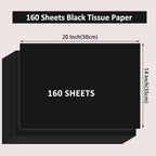 160 Sheets Black Tissue Paper for Gift Bags 20 X 14 Inches