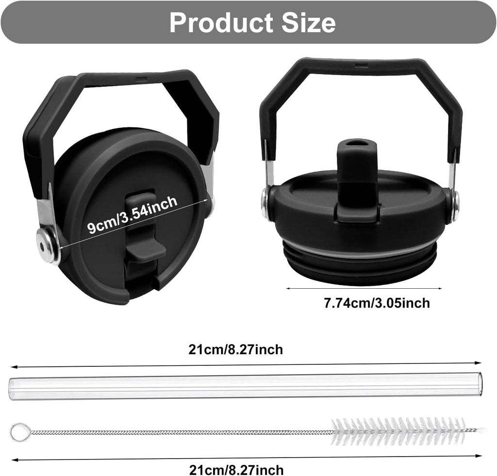 2-Pack Replacement Flip Straw Lids for Stanley IceFlow Tumbler 30oz and 20oz, Spill-Proof Cap with 2 Reusable Straws