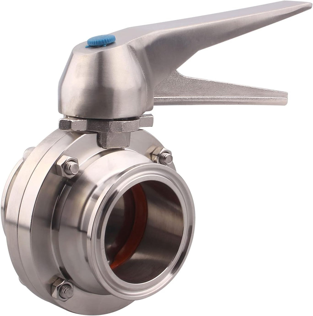 DERNORD Butterfly Valve with Trigger Handle Stainless Steel 304 Tri Clamp Clover (2 Inch Tri Clamp Butterfly Valve)