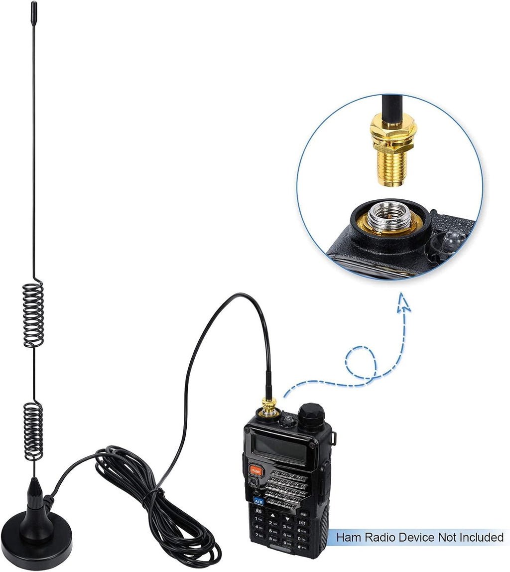 Dual Band VHF UHF Ham Radio Antenna SMA Female Magnetic Base | 136-174MHz 400-470MHz Antenna for Wouxun BaoFeng