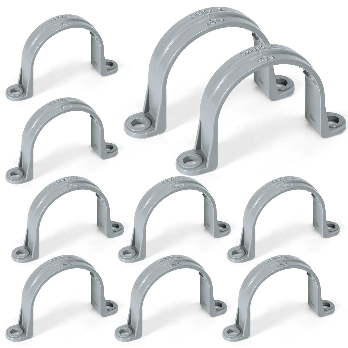 OURU 2 Inch PVC Pipe Straps, 2-Hole Plastic Conduit Clamp, 10PCS