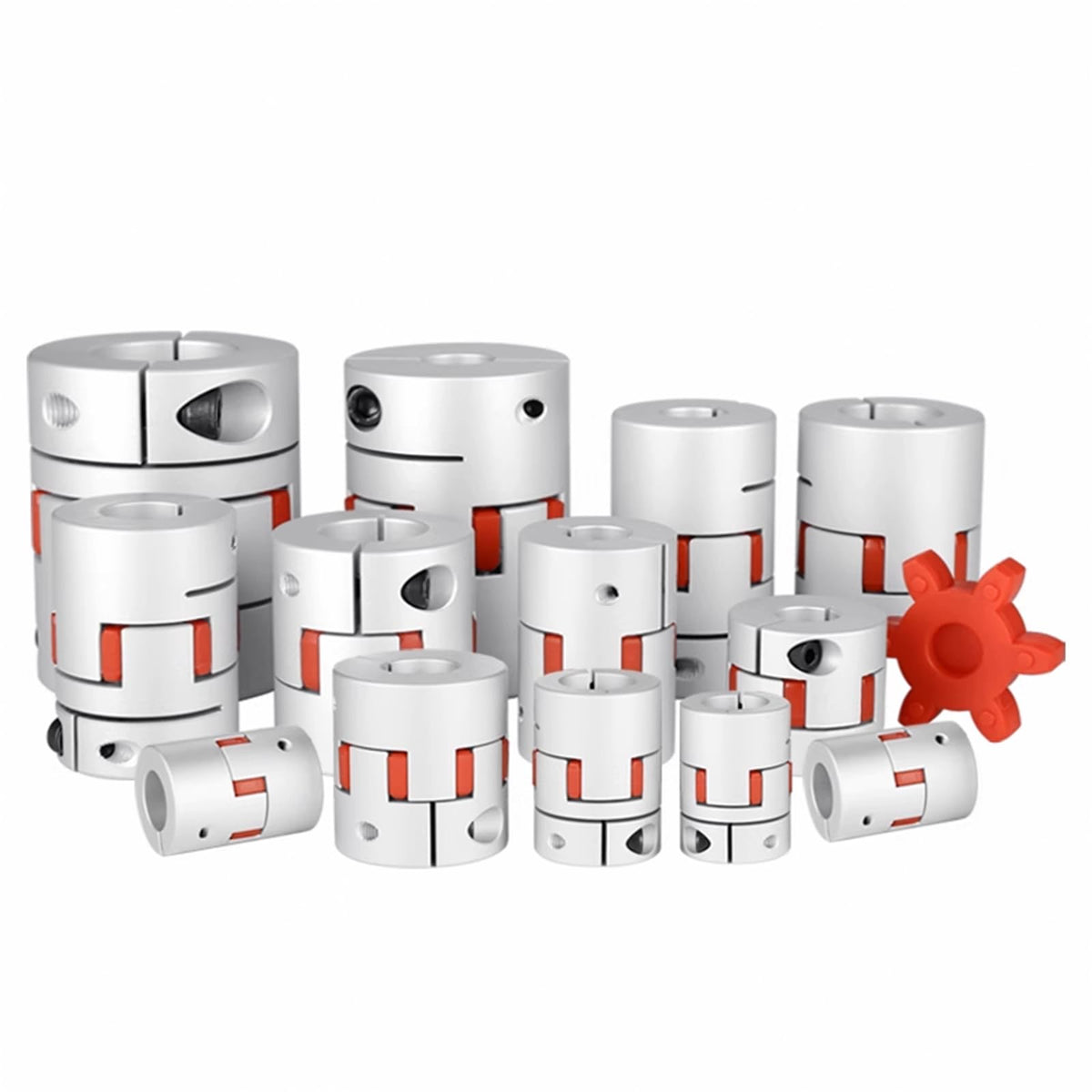 Sinoblu Aluminum Alloy Shaft Coupling Bore 10mm to 19mm D50mm L55mm Top Wire Clamp Plum Coupling High Torque Coupling Encoder Aluminum Coupling Star Coupling