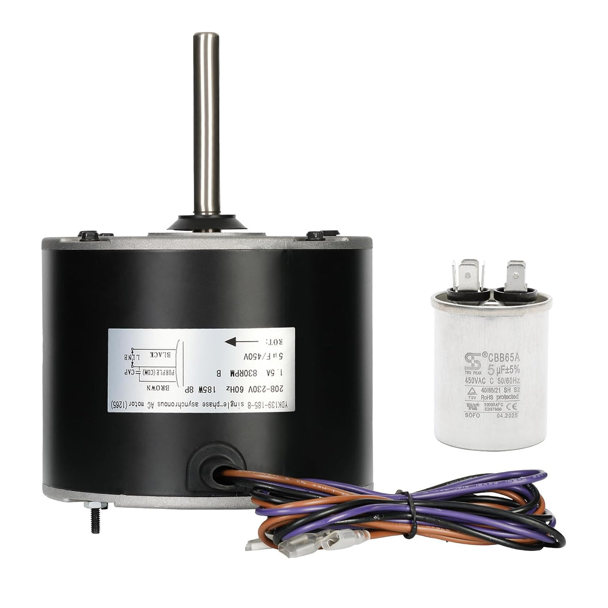 0131M00061SP Condenser Fan Motor, 1/4 Hp Condenser Fan Motor | 1/4 HP 830RPM 208-230V 1.5A Compatible with Goodman