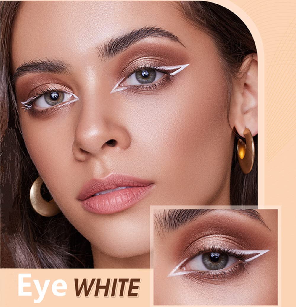 12 PCS White Eyebrow Eyeliner Pencils,White Eyeshadow Makeup Pen,Sweatproof Eye Highlighter Makeup