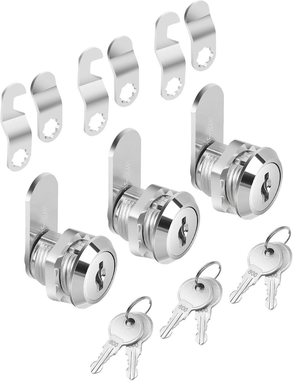 Bates- Cabinet Locks with Keys, 5/8" Long, 3 Pack, Cam Locks for Cabinets Keyed Alike, File Cabinet Lock with Key