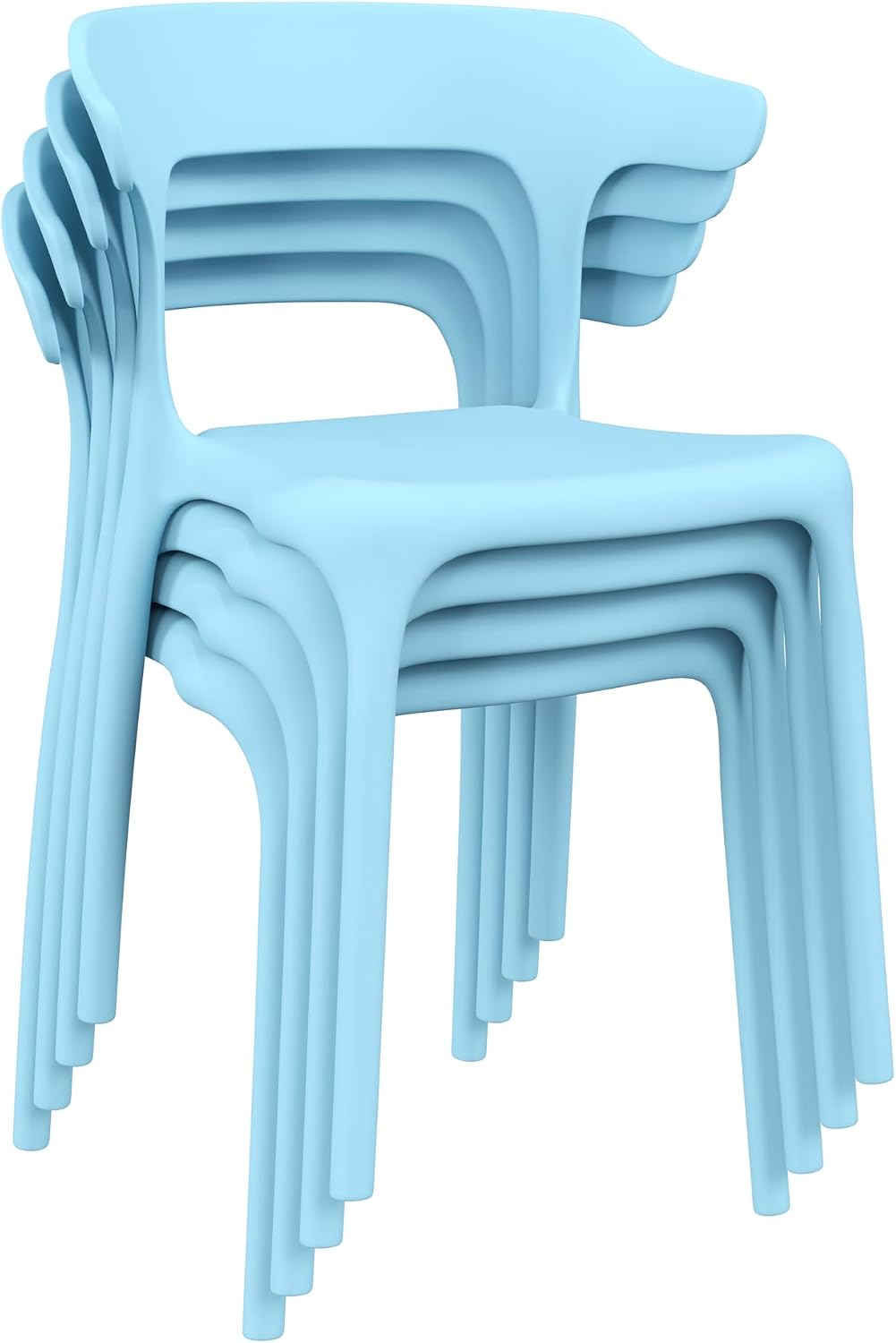 4 Pack Plastic Stacking Chairs, Stackable Dining Chairs for Kitchen Restaurant Patio, Portable Indoor Outdoor Use, No