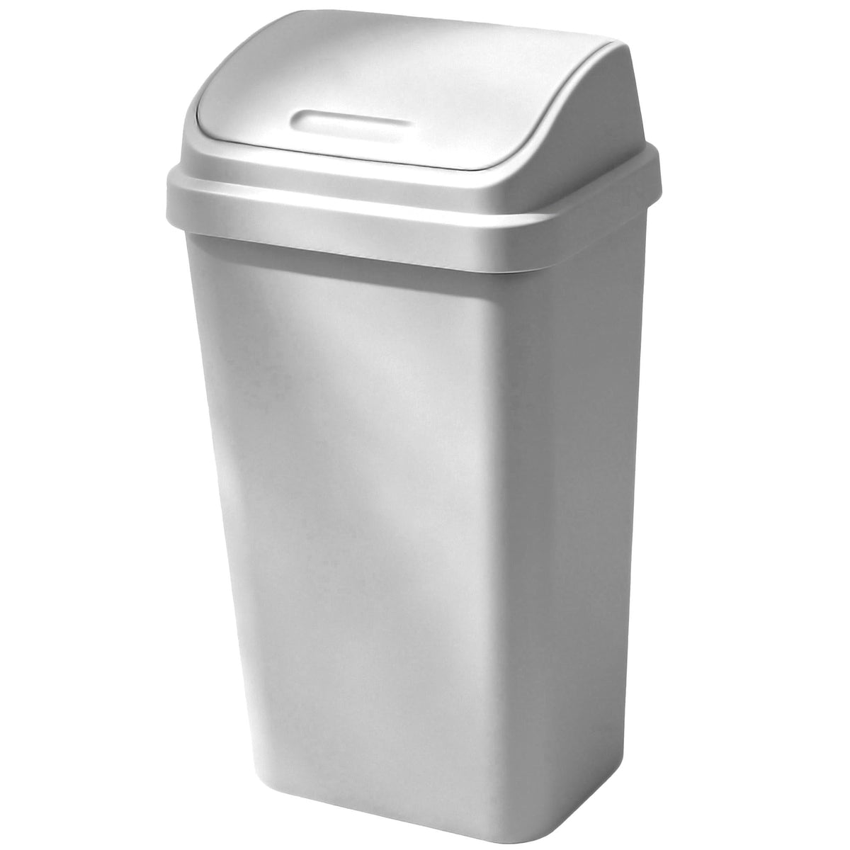 13 Gallon Kitchen Trash Can with Removable Swing Top Lid, Plastic, Rectangular, Gray, Wastebasket for Kitchen