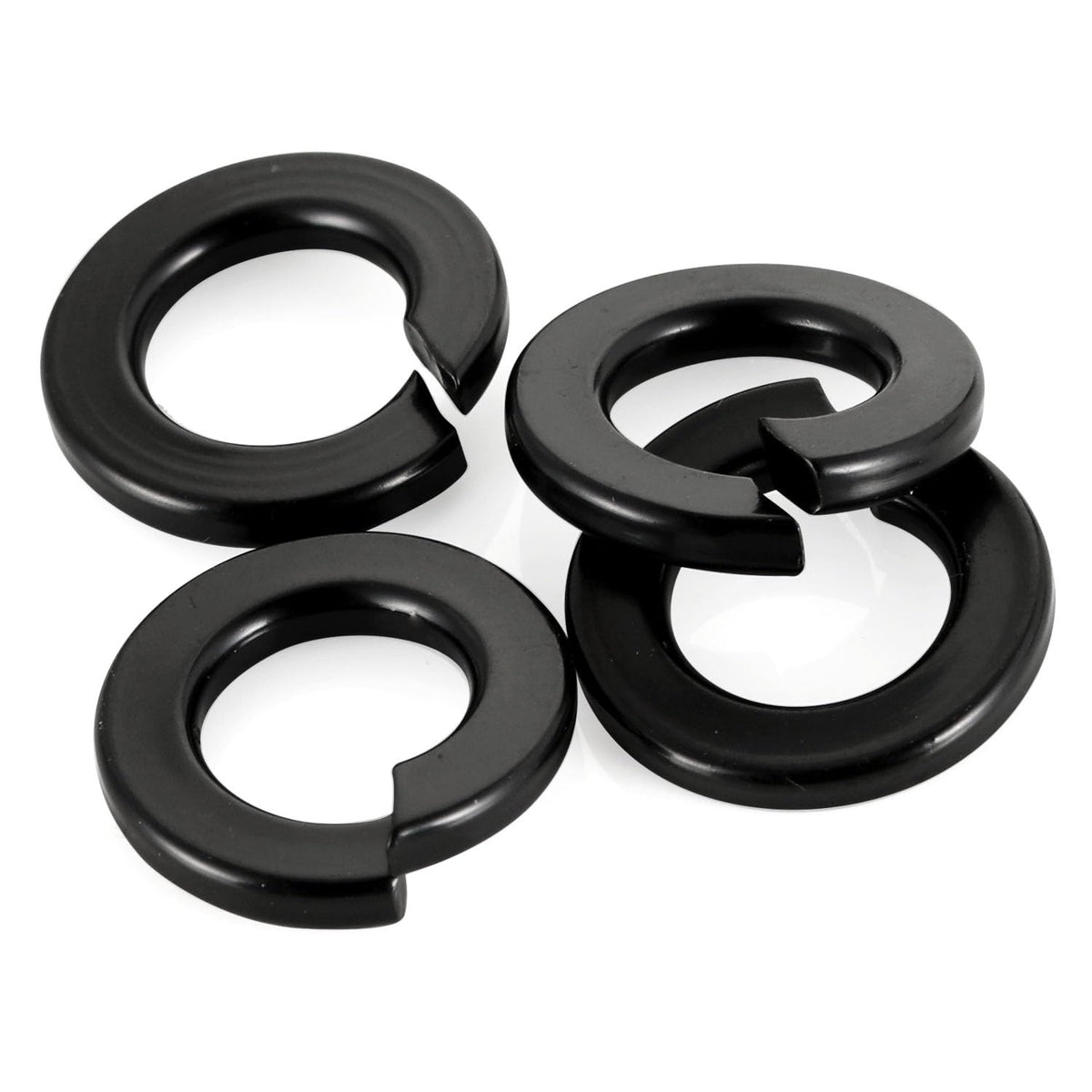 M8 Black Split Spring Lock Washers, 304 Stainless Steel, 50 PCS