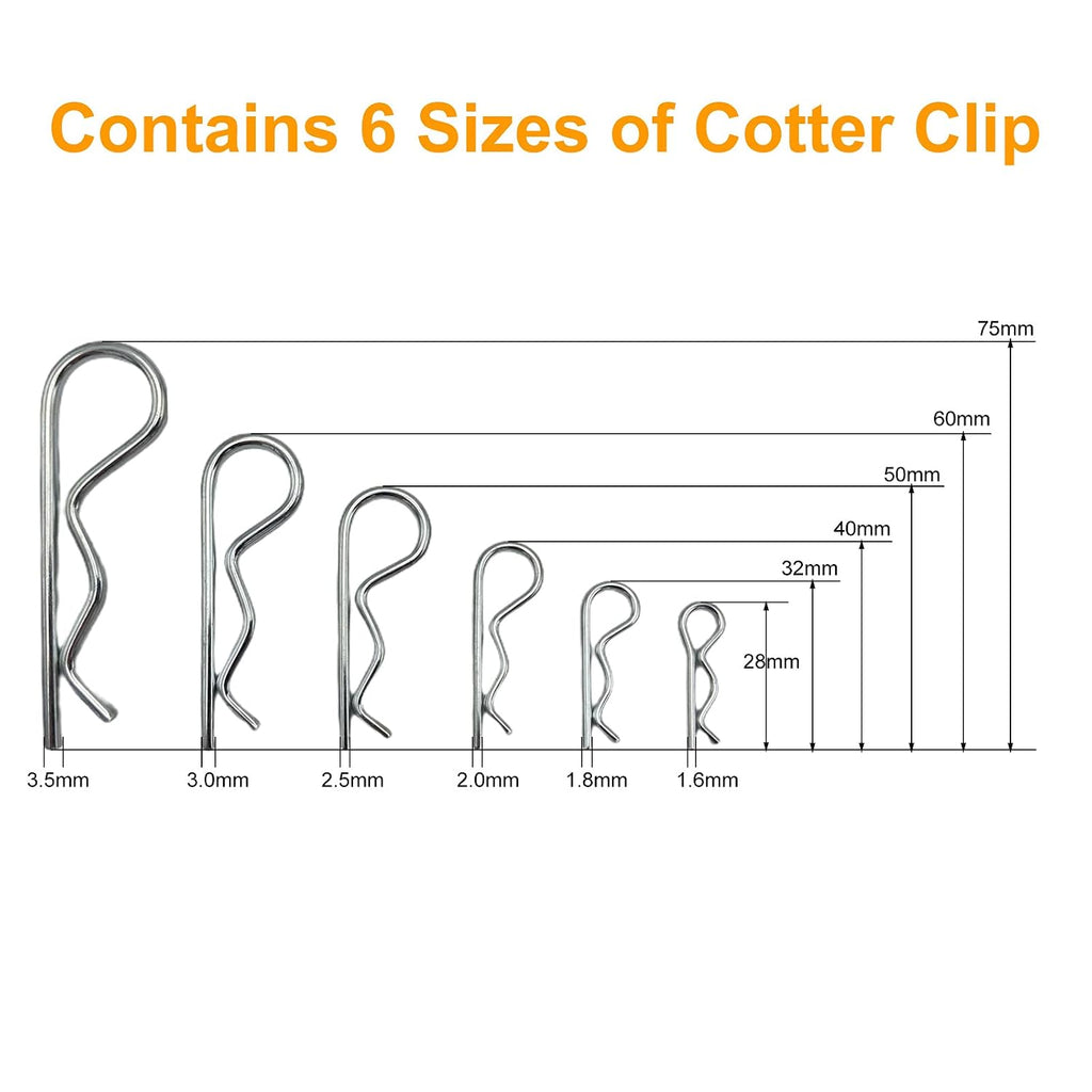 Cotter Pins, 30 Pcs Zinc Plated Spring Fastener Assortment Kit, Heavy Duty Cotter Hairpin for Hitch Pin Lock Systems