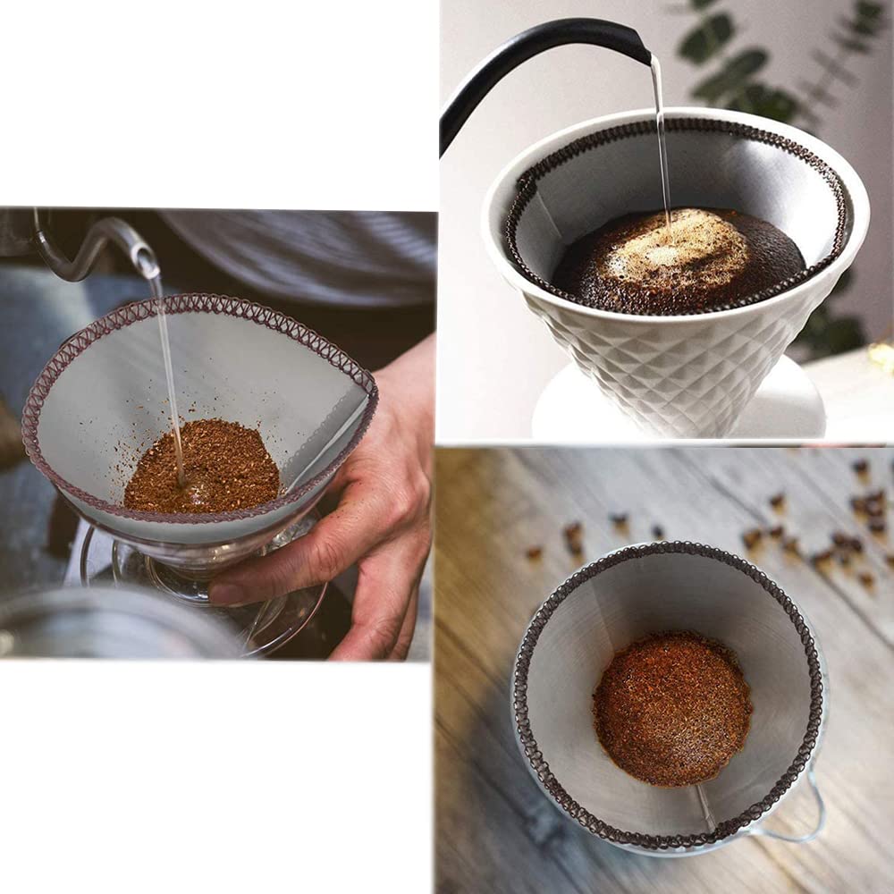 V-shape (4-6 Cups) Reusable Cone Coffee Filters Permanent Single Cup Coffee Filters Pour Over Coffee Filters, Fits Cone Ceramic Coffee Drippers